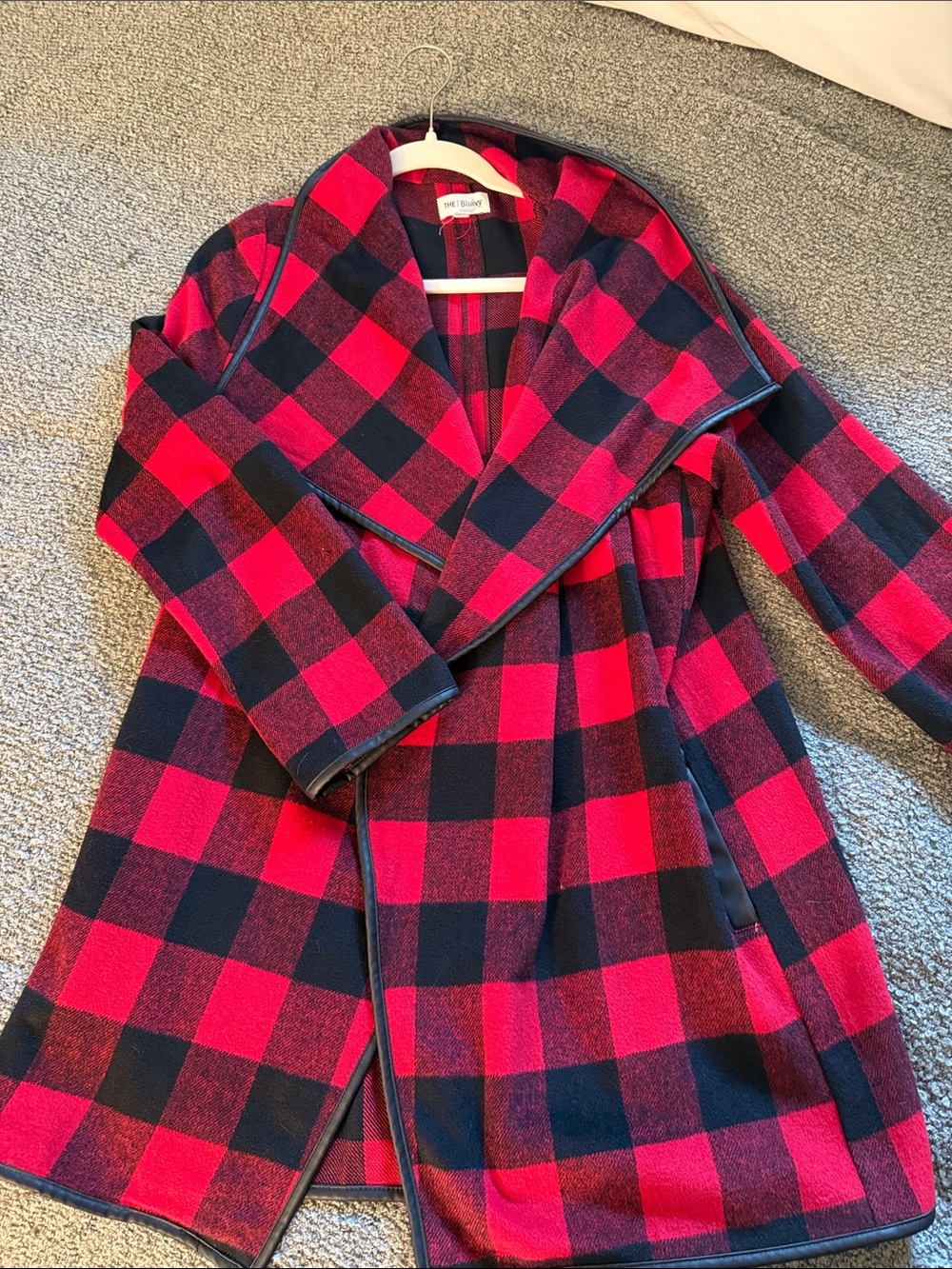 Bluivy Red & Black Plaid Trench Coatigan